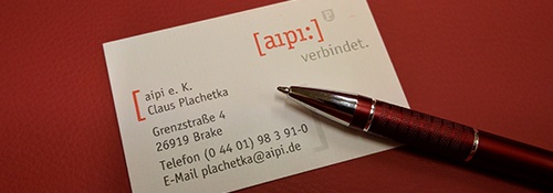 aipi Visitenkarte mit Kugelschreiber